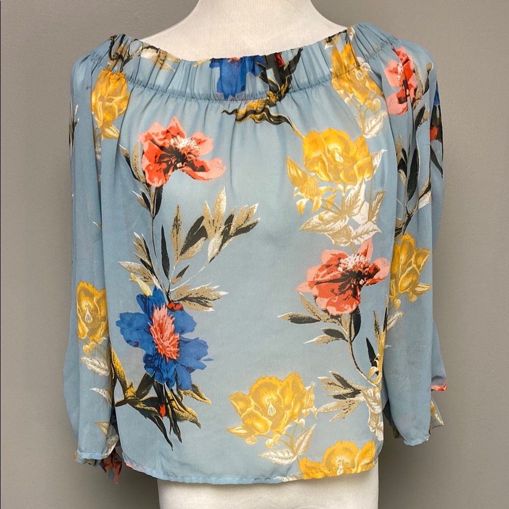 Lucky Brand Floral 3/4 Sleeve Blouse Relaxed Fit